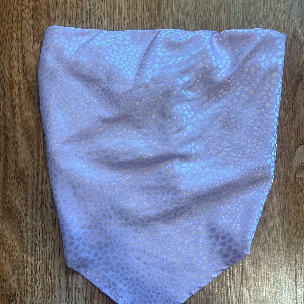 Endless Blu. Lavender Satin Scarf Top with Subtle Pattern